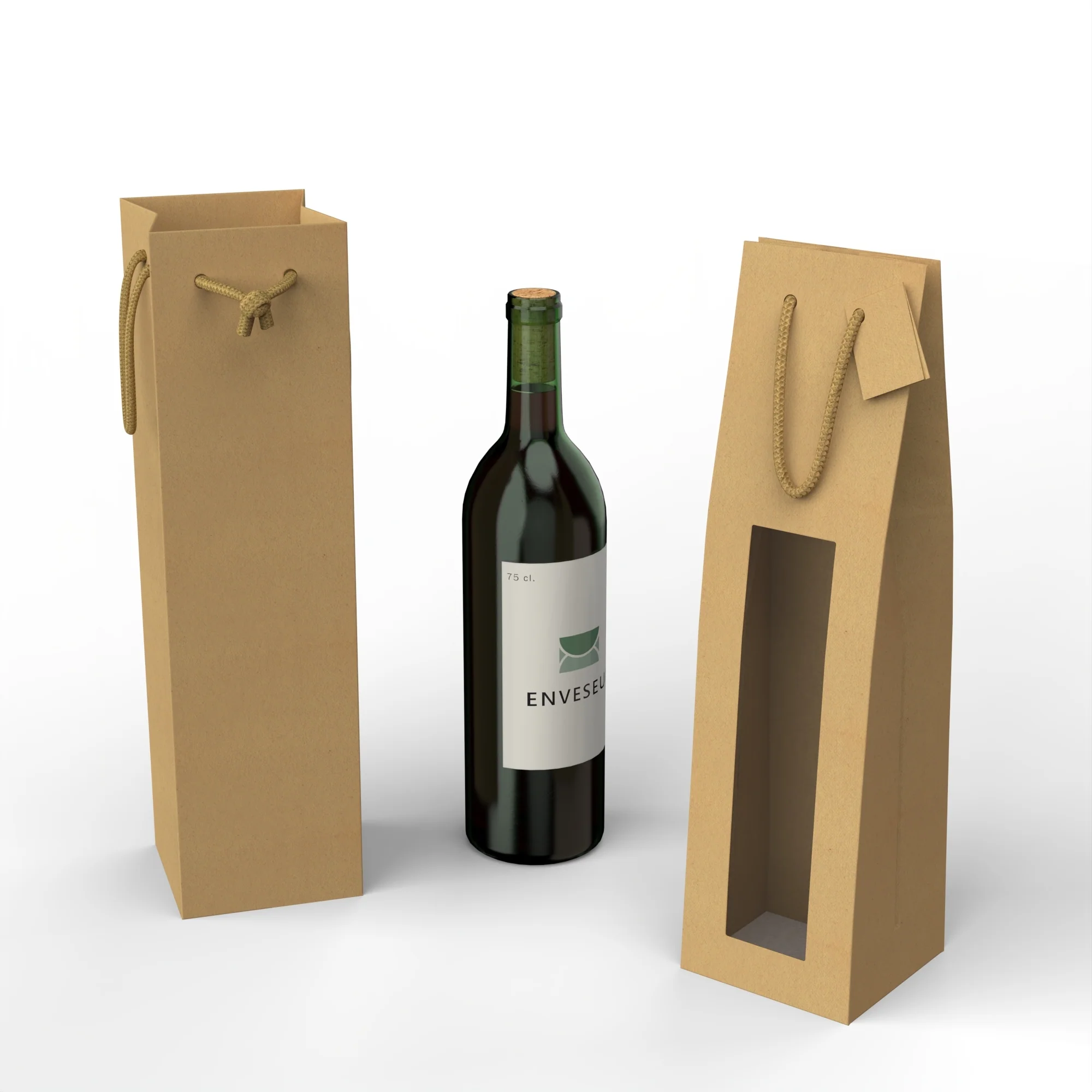 Kraftpapier zakken voor flessen (75 cl.)
